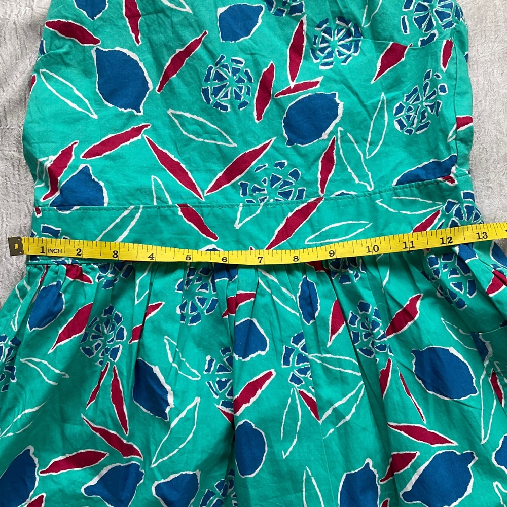 Crewcuts Girls Teal Abstract Floral Cotton Cross Back Sun Dress S 14 NWT Summer - Picture 7 of 11